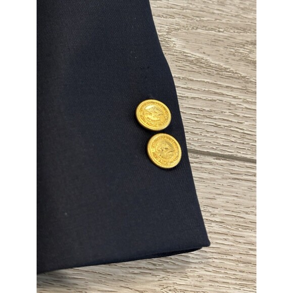 Lauren Ralph Lauren Wool Blazer Sport Jacket 44L Blazer Navy Blue Gold Buttons - Picture 2 of 10